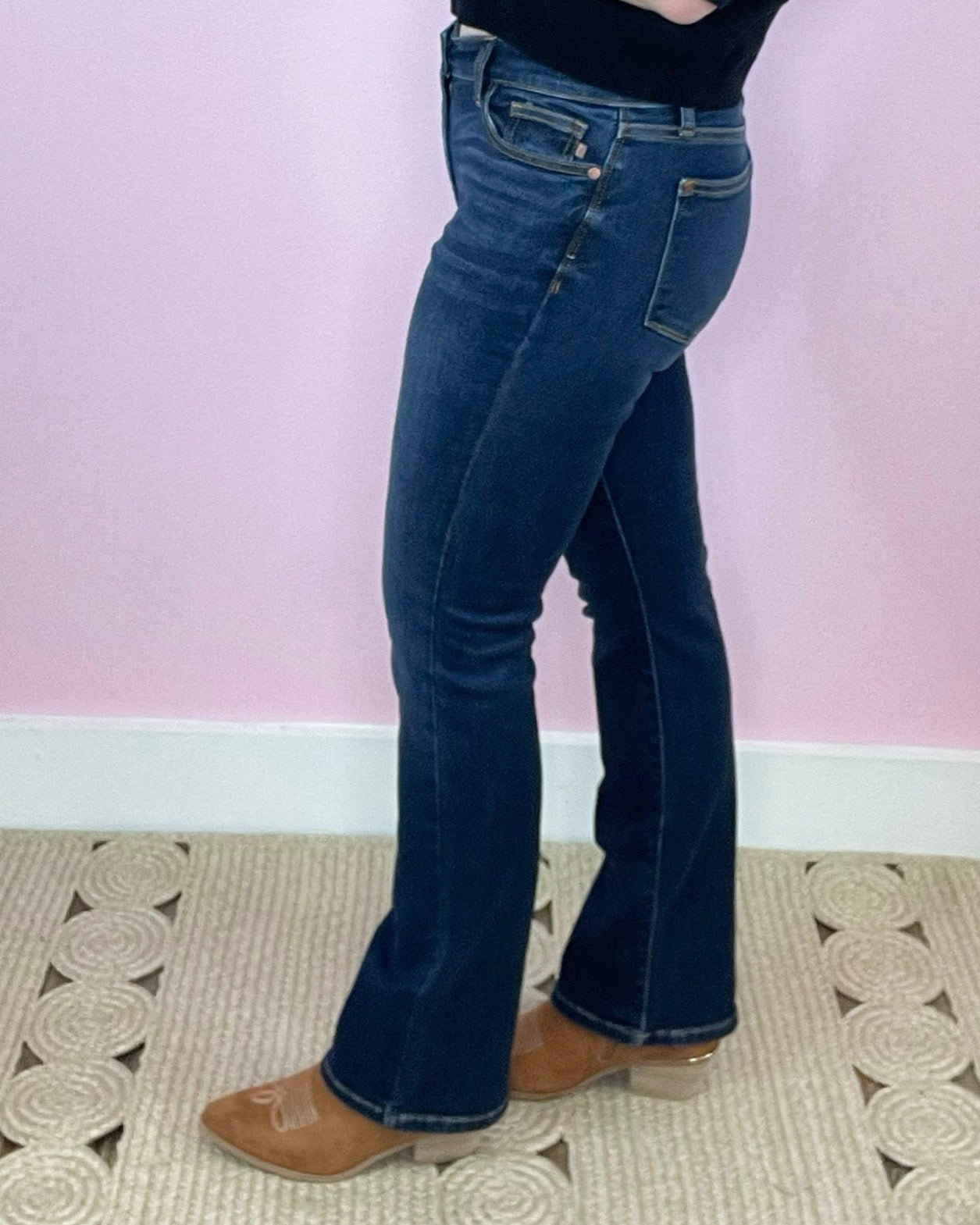 On A Mission Judy Blue Dark Wash Bootcut Jeans 30" Inseam - Jessi Jayne Boutique