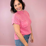 Dreamy Days Washed Mock Neck Knit Short Sleeve Sweater Top (4 colors) - Jessi Jayne Boutique