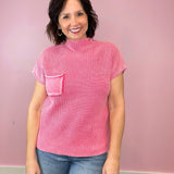 Dreamy Days Washed Mock Neck Knit Short Sleeve Sweater Top (4 colors) - Jessi Jayne Boutique