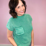 Dreamy Days Washed Mock Neck Knit Short Sleeve Sweater Top (4 colors) - Jessi Jayne Boutique