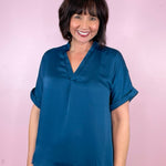 All The Pretty Places V Neck Cuff Sleeve Top (4 Colors) - Jessi Jayne Boutique