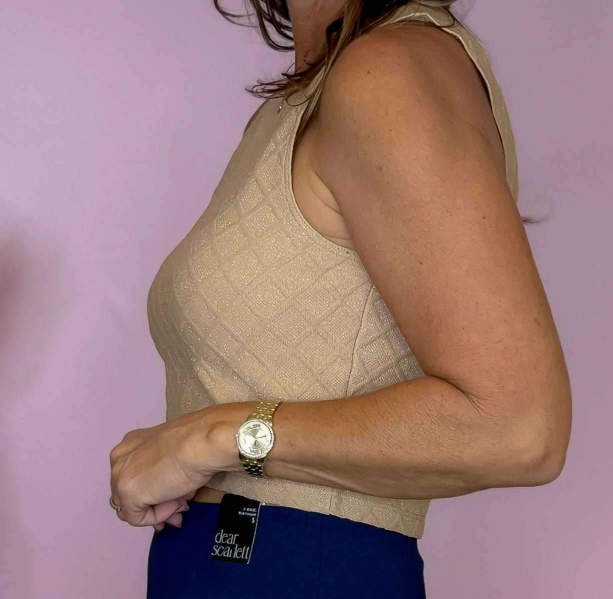 Searching For You Taupe Metallic Knit Sleeveless Crop Top - Jessi Jayne Boutique