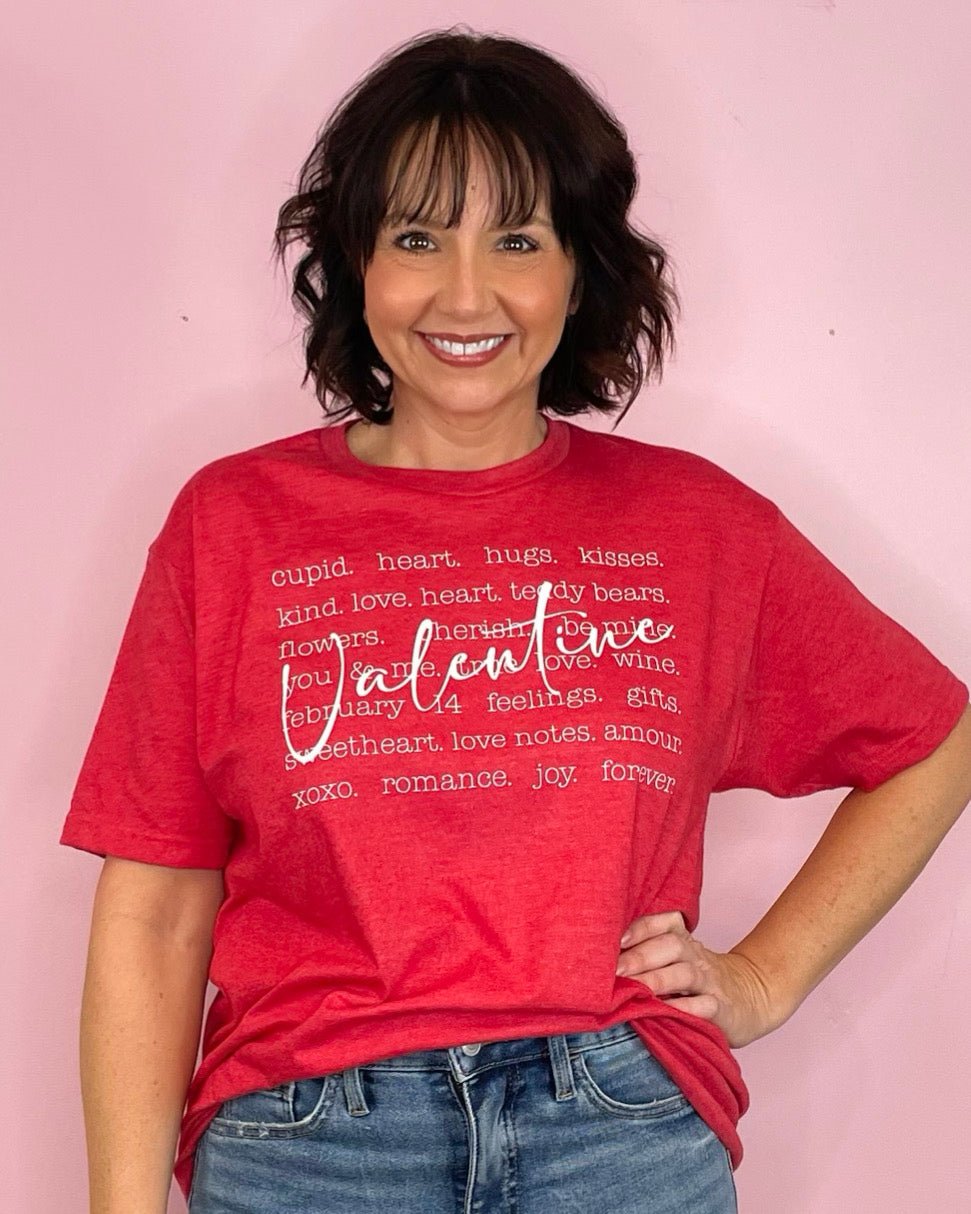 My Valentine Red Graphic Tee - Jessi Jayne Boutique
