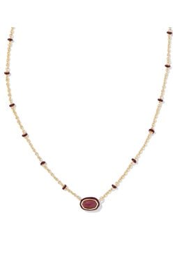 Kendra Scott Mini Elisa Enamel Frame Short Pendant Gold Maroon Magnesite Necklace - Jessi Jayne Boutique