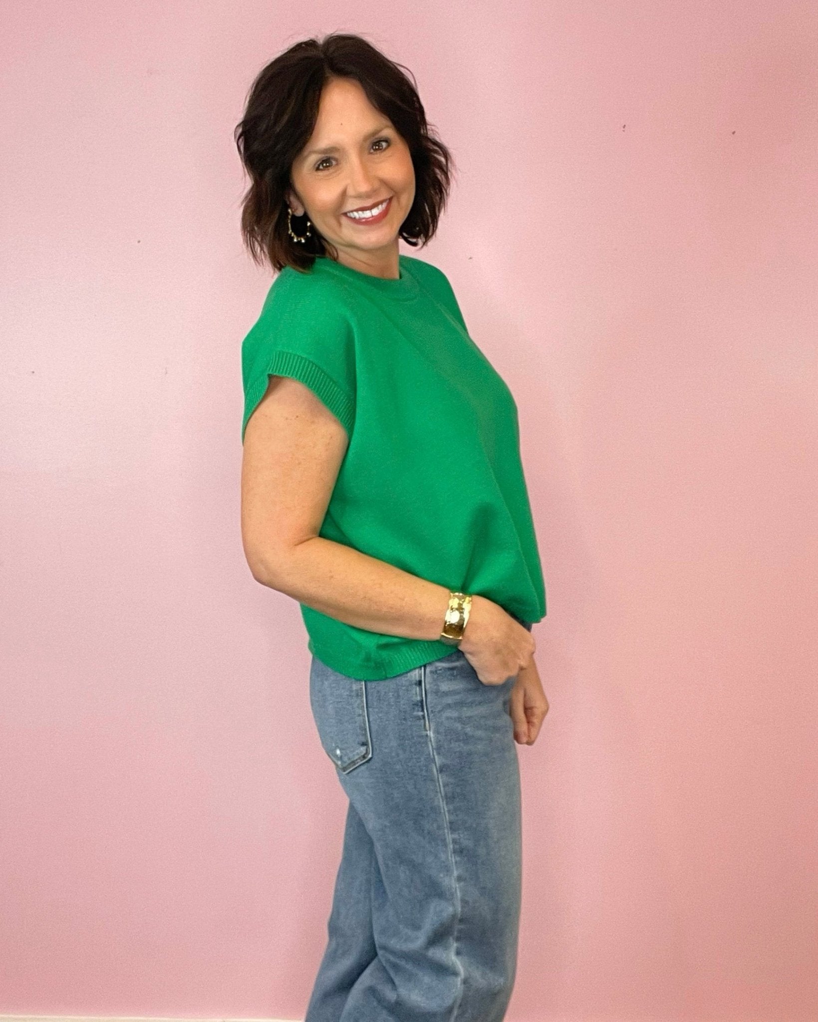Elan Viscose short sleeve sweater vest - Jessi Jayne Boutique