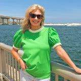 Emerald Charm Puff Sleeve Top - Jessi Jayne Boutique
