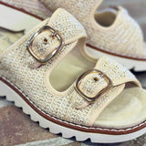 On It Gold Comb Buckle Detail Wedge Sandals - Jessi Jayne Boutique