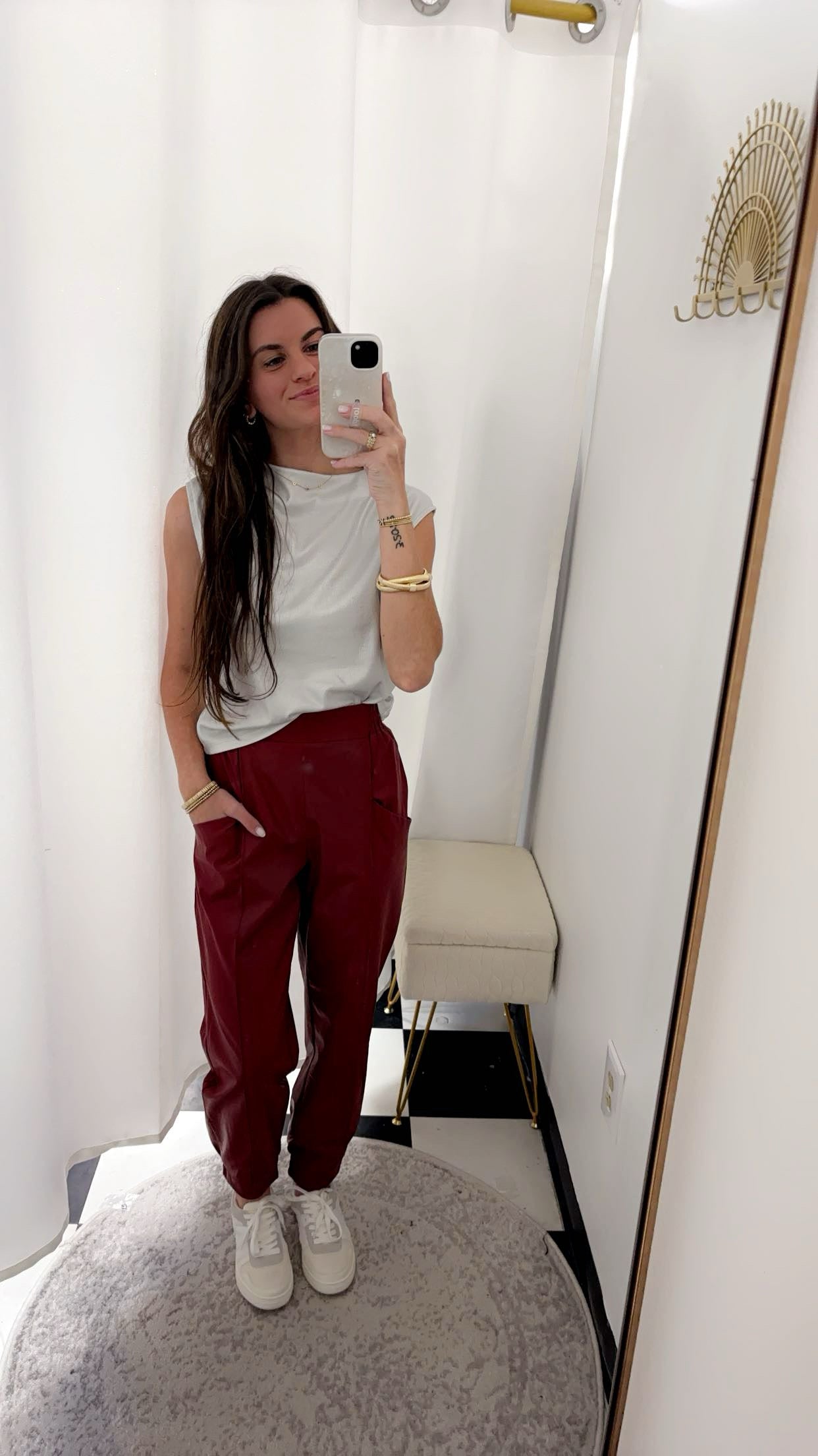 Longer Nights Burgundy Leather Elastic Waist Joggers - Jessi Jayne Boutique
