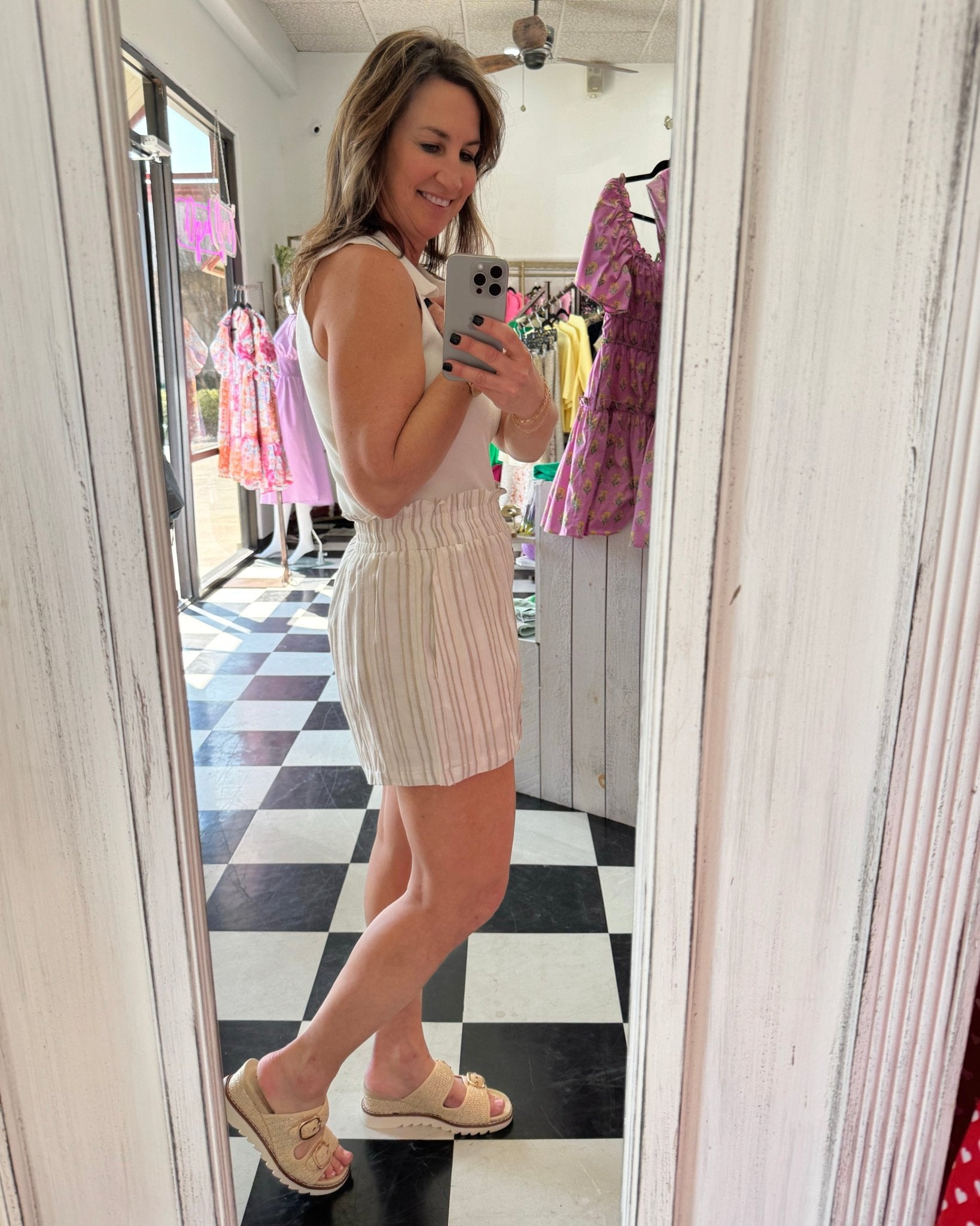 Harbor Stripe High Waist Shorts - Jessi Jayne Boutique