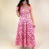 Cherry Bloom Tie Strap Midi Dress - Jessi Jayne Boutique