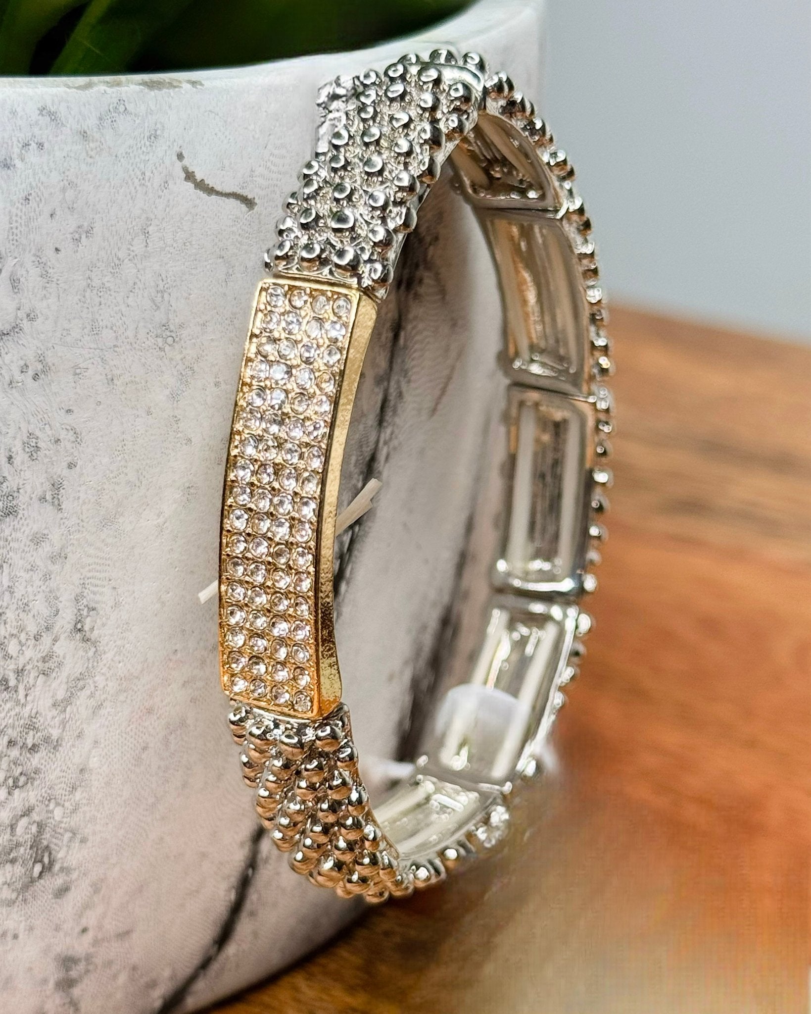 Kayla Mixed Metal Crystal Stretch Bracelet - Jessi Jayne Boutique