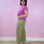 Good Evening Olive High Waist Wide Leg Patch Pocket Detail Pants - Jessi Jayne Boutique