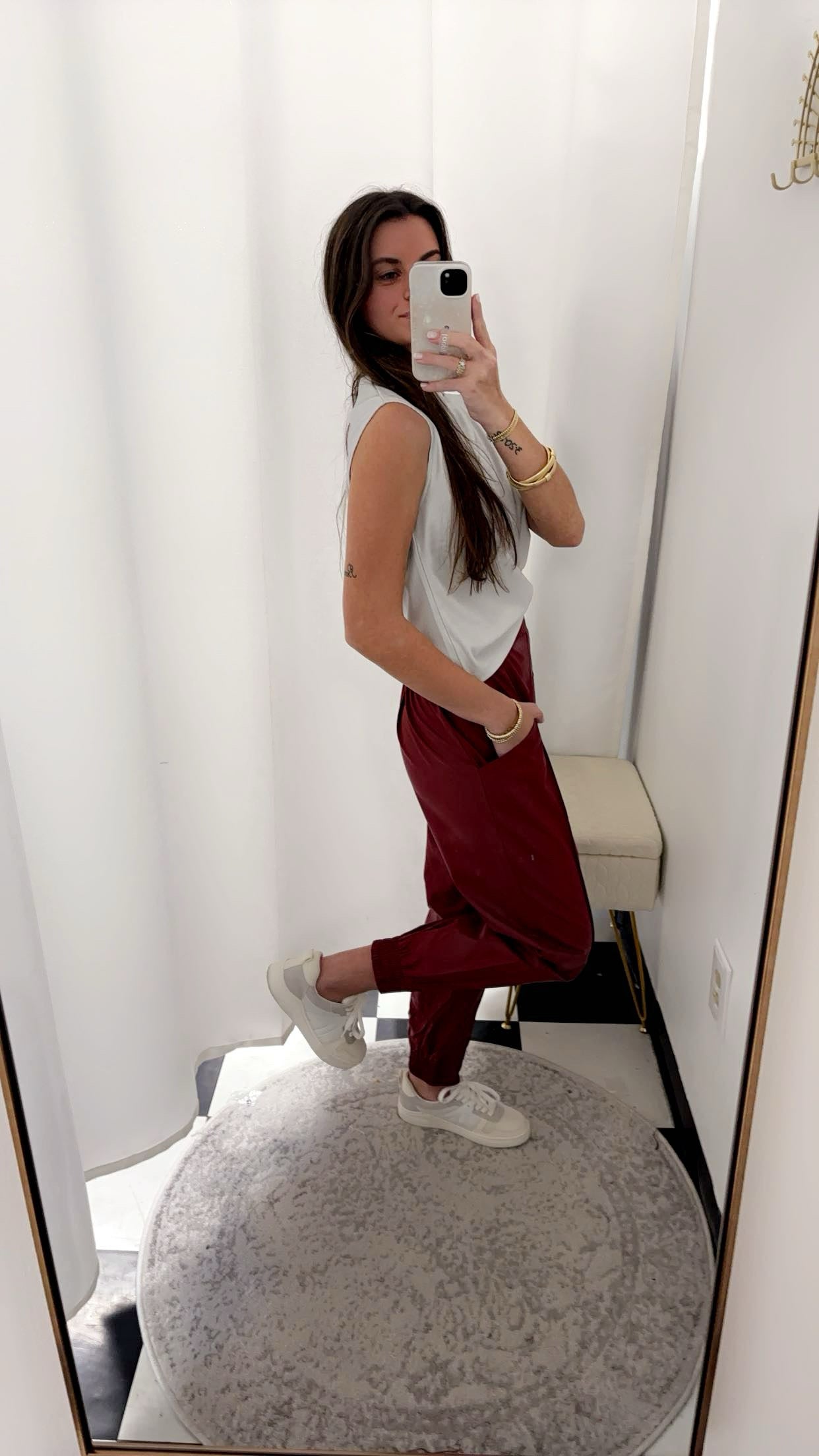 Longer Nights Burgundy Leather Elastic Waist Joggers - Jessi Jayne Boutique