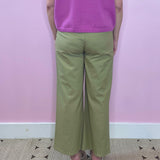 Good Evening Olive High Waist Wide Leg Patch Pocket Detail Pants - Jessi Jayne Boutique