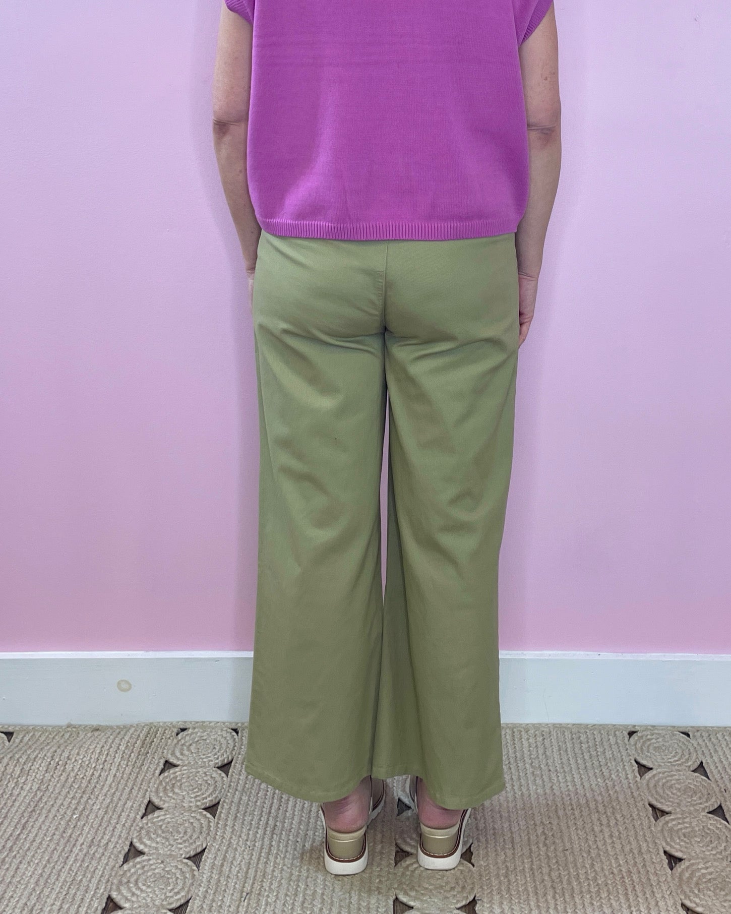 Good Evening Olive High Waist Wide Leg Patch Pocket Detail Pants - Jessi Jayne Boutique