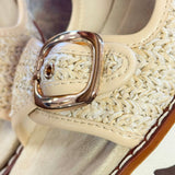 On It Gold Comb Buckle Detail Wedge Sandals - Jessi Jayne Boutique