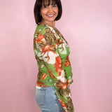 My Best Self Green Floral Print Mesh Long Sleeve Top - Jessi Jayne Boutique