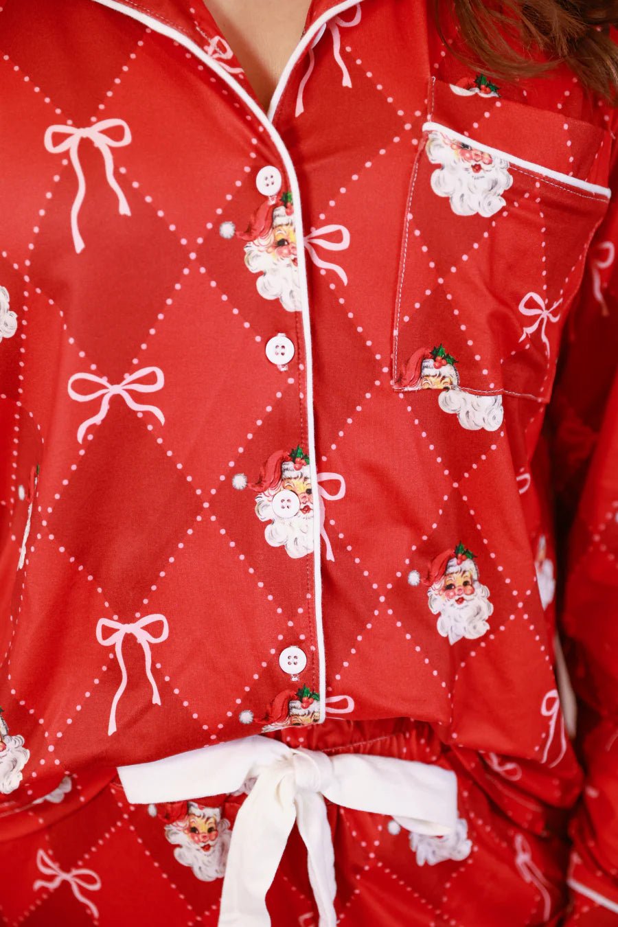 Santa's Signature Bow Ruffle Pajama Set - Jessi Jayne Boutique