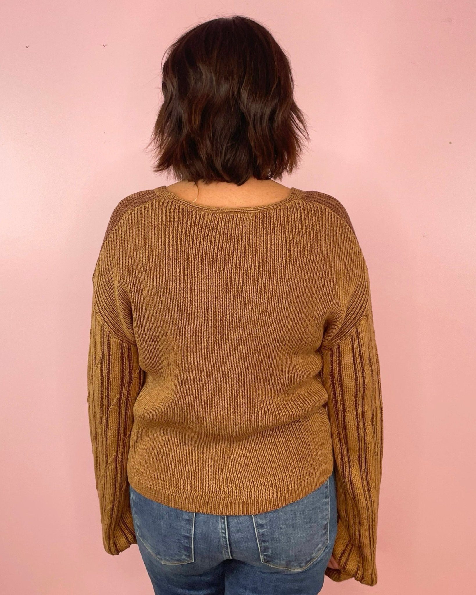 Mocha Even Better Knit Contrast Sweater - Jessi Jayne Boutique