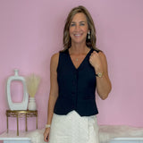 Boss Lady Navy Button Down Vest - Jessi Jayne Boutique