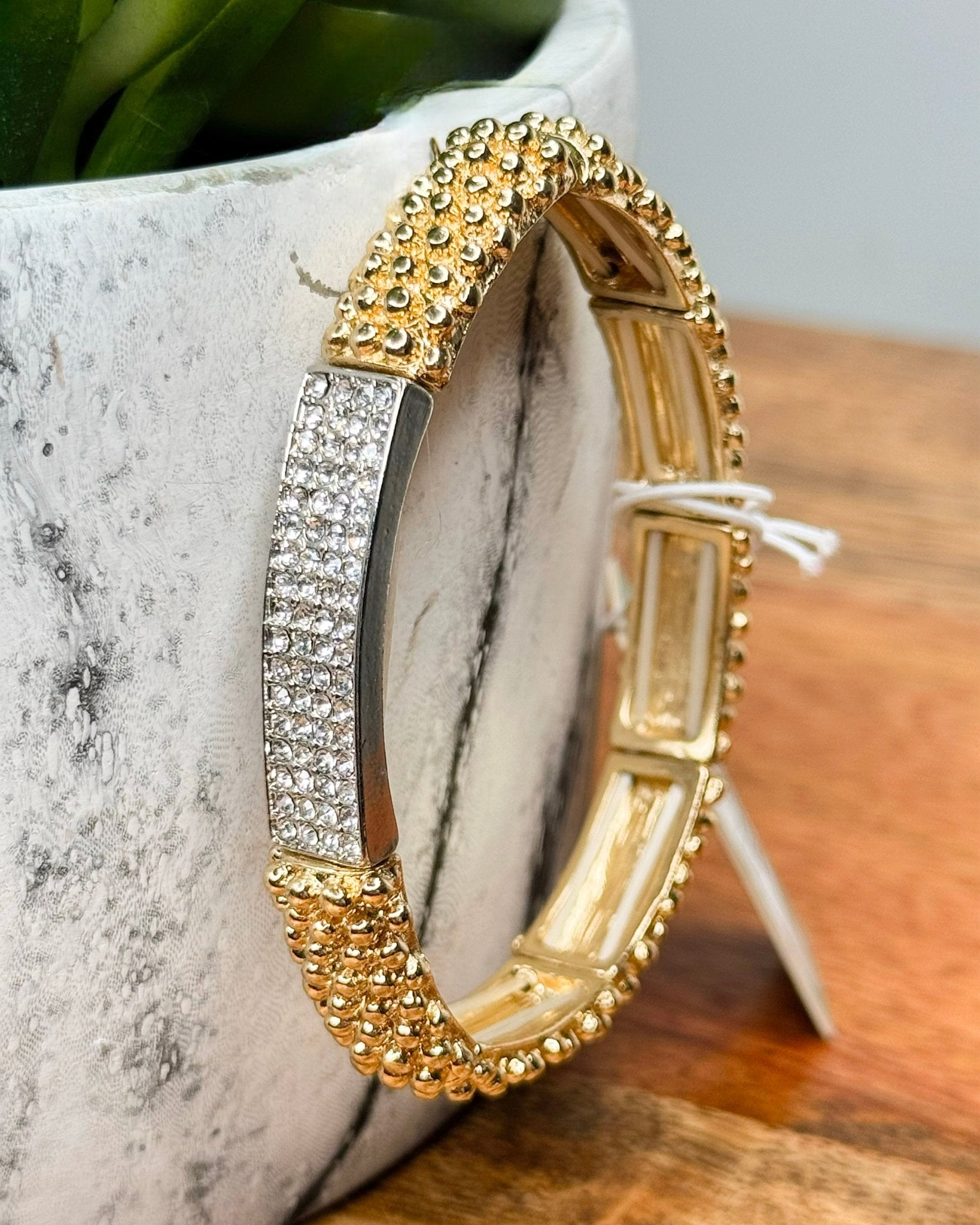 Kayla Mixed Metal Crystal Stretch Bracelet - Jessi Jayne Boutique