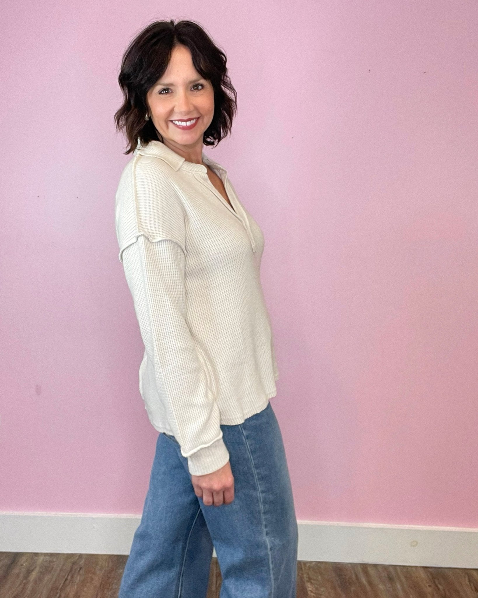 Emily Exposed Seam Collared Sweater (2 Colors) - Jessi Jayne Boutique