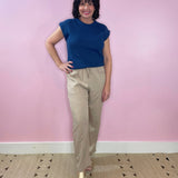 Mocha Dreams Woven Elastic Waist Seam Detail Pants - Jessi Jayne Boutique