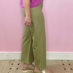 Good Evening Olive High Waist Wide Leg Patch Pocket Detail Pants - Jessi Jayne Boutique