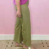 Good Evening Olive High Waist Wide Leg Patch Pocket Detail Pants - Jessi Jayne Boutique