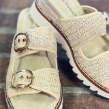 On It Gold Comb Buckle Detail Wedge Sandals - Jessi Jayne Boutique