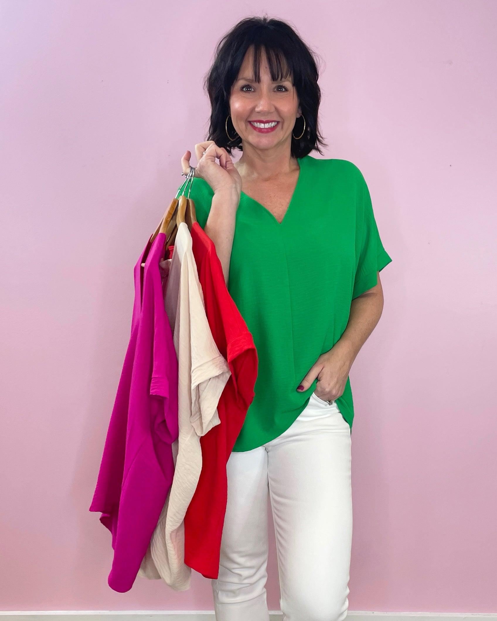 Effortless Flow V - Neck Top (four colors) - Jessi Jayne Boutique