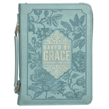 Saved by Grace Teal Faux Leather Fashion Bible Cover - Ephesians 2:8 - Jessi Jayne Boutique