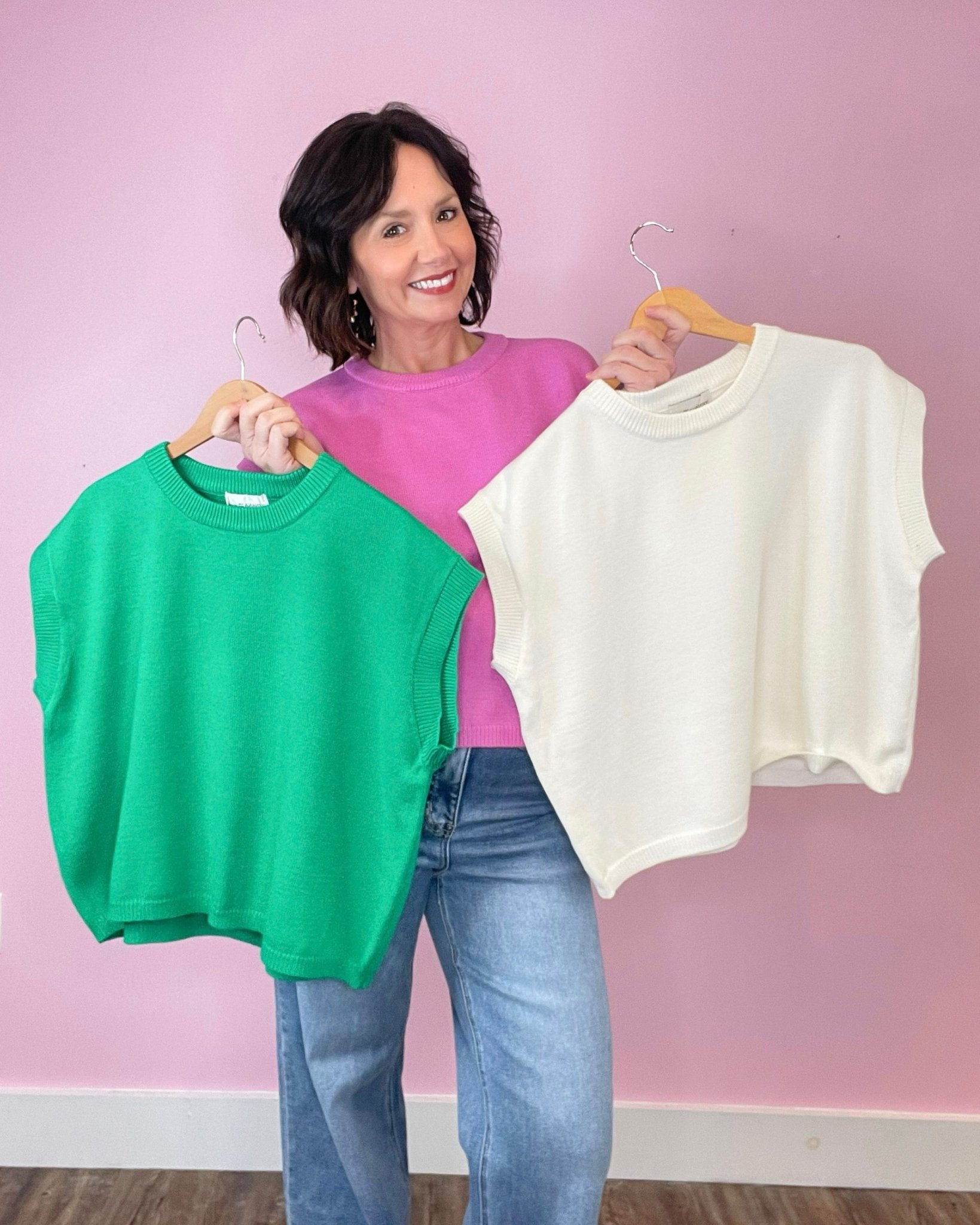 Elan Viscose short sleeve sweater vest - Jessi Jayne Boutique