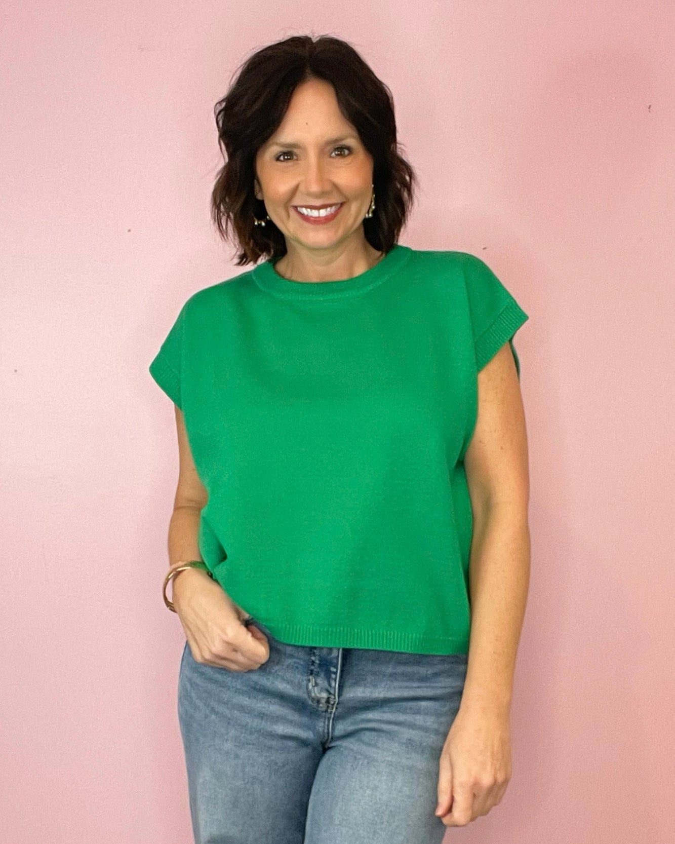 Elan Viscose short sleeve sweater vest - Jessi Jayne Boutique