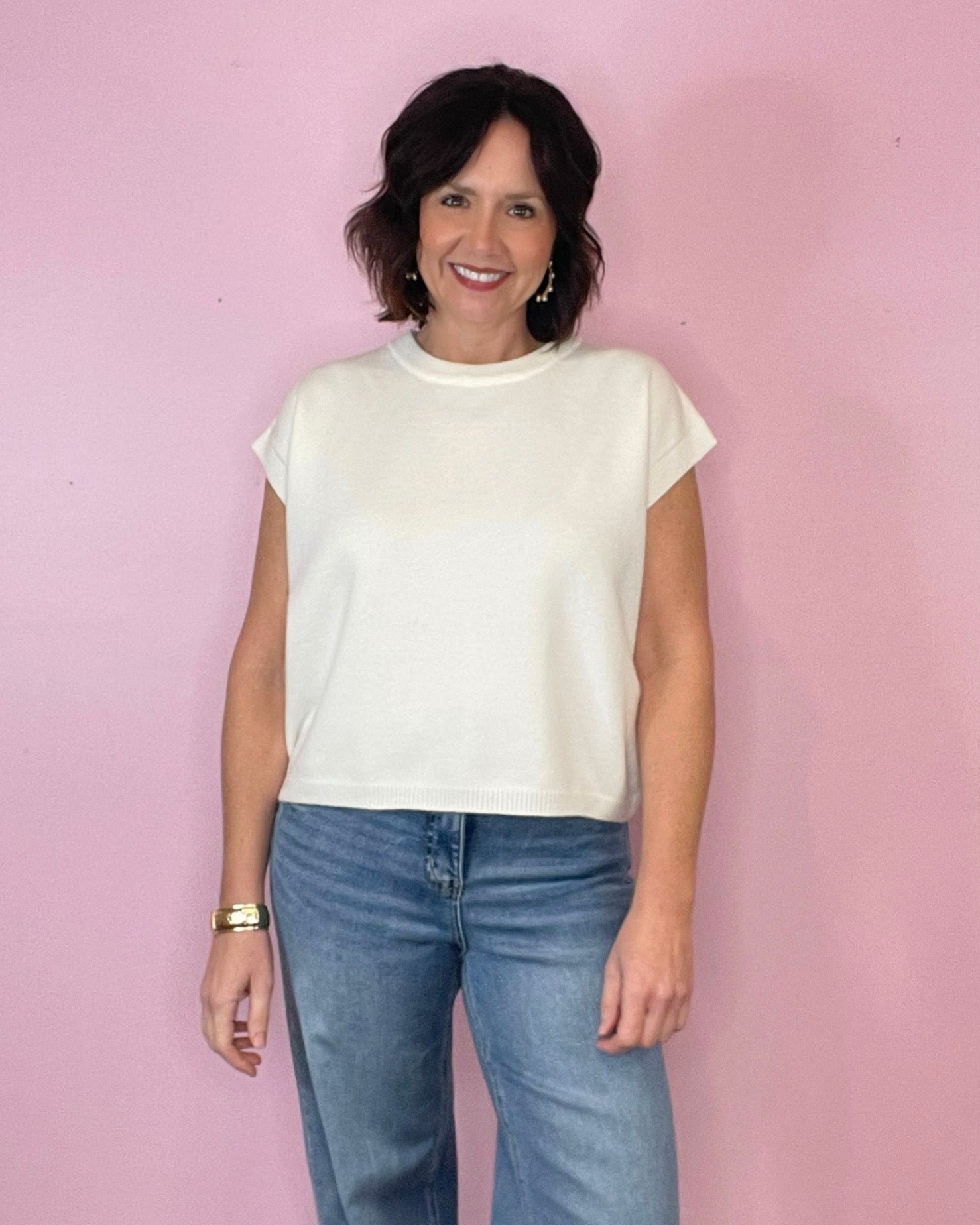 Elan Viscose short sleeve sweater vest - Jessi Jayne Boutique