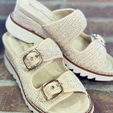 On It Gold Comb Buckle Detail Wedge Sandals - Jessi Jayne Boutique