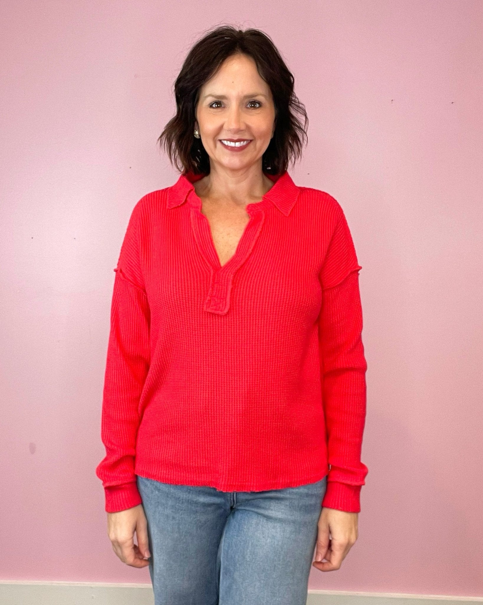 Emily Exposed Seam Collared Sweater (2 Colors) - Jessi Jayne Boutique