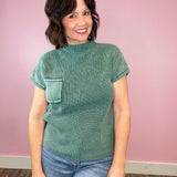 Dreamy Days Washed Mock Neck Knit Short Sleeve Sweater Top (4 colors) - Jessi Jayne Boutique