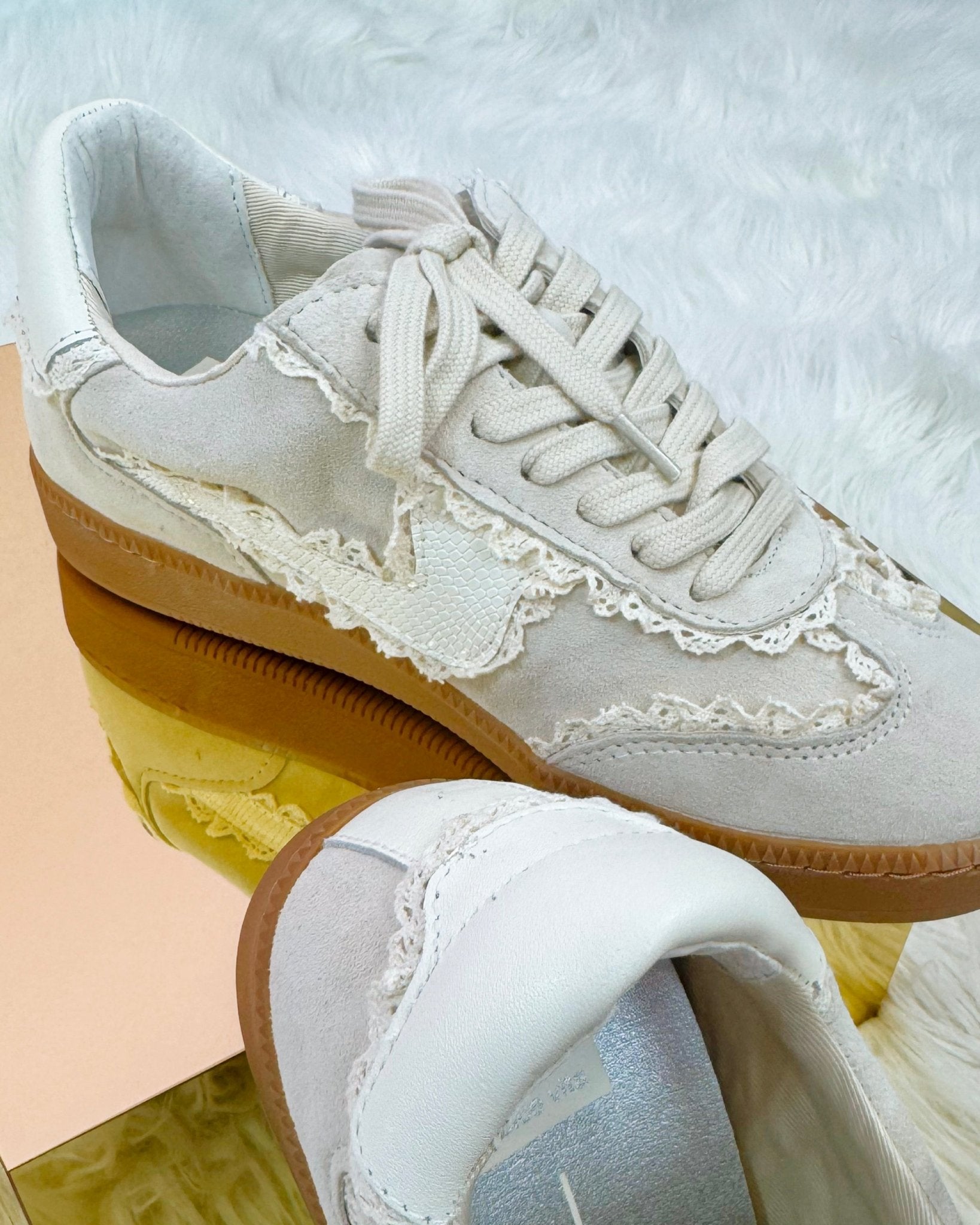 Dolce Vita Notice Lace Sneakers Ivory Suede
