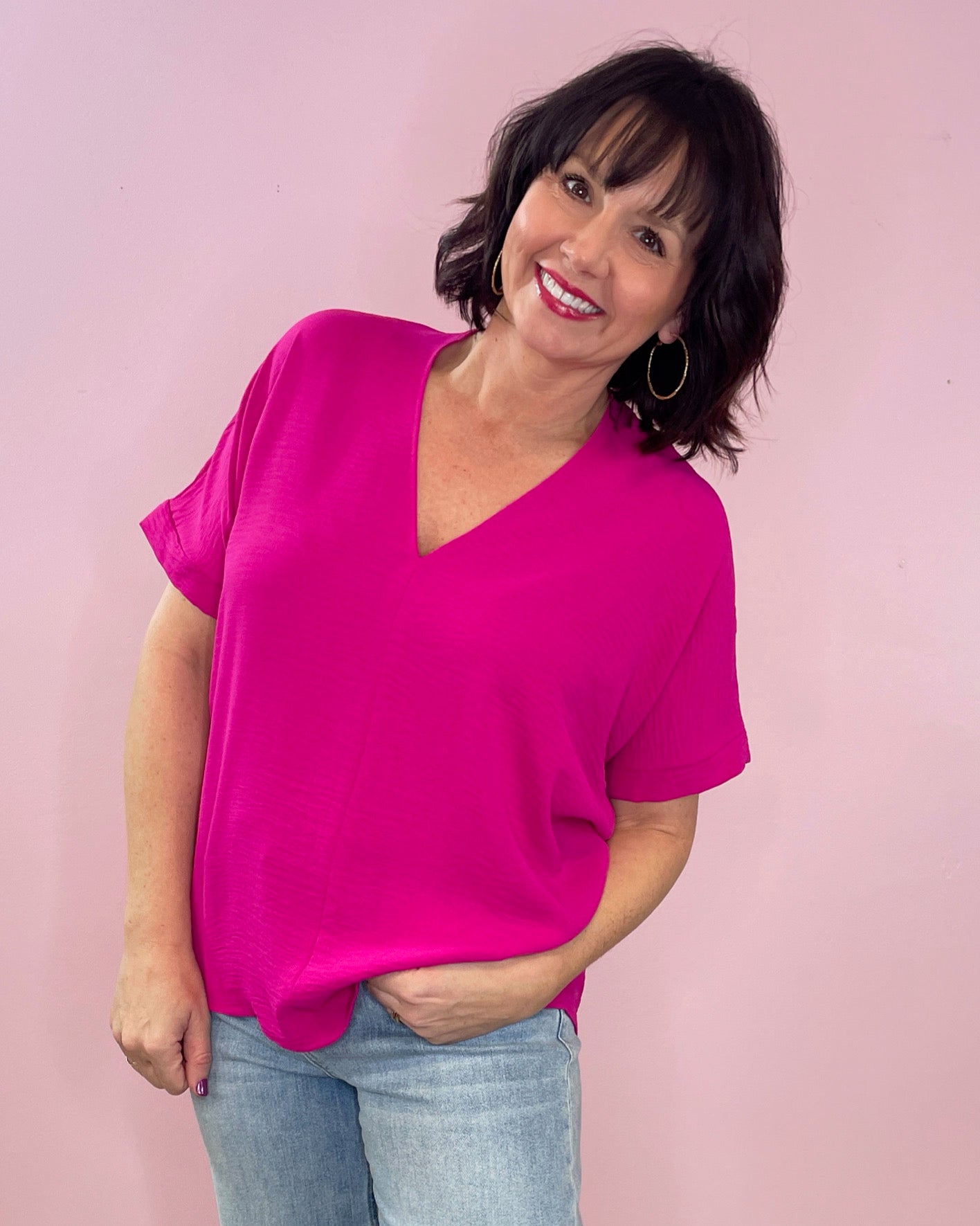 Effortless Flow V - Neck Top (four colors) - Jessi Jayne Boutique
