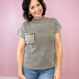Dreamy Days Washed Mock Neck Knit Short Sleeve Sweater Top (4 colors) - Jessi Jayne Boutique