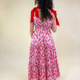 Cherry Bloom Tie Strap Midi Dress - Jessi Jayne Boutique