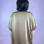 A Little Elegance Taupe Shimmer N Neck Flowy Blouse - Jessi Jayne Boutique