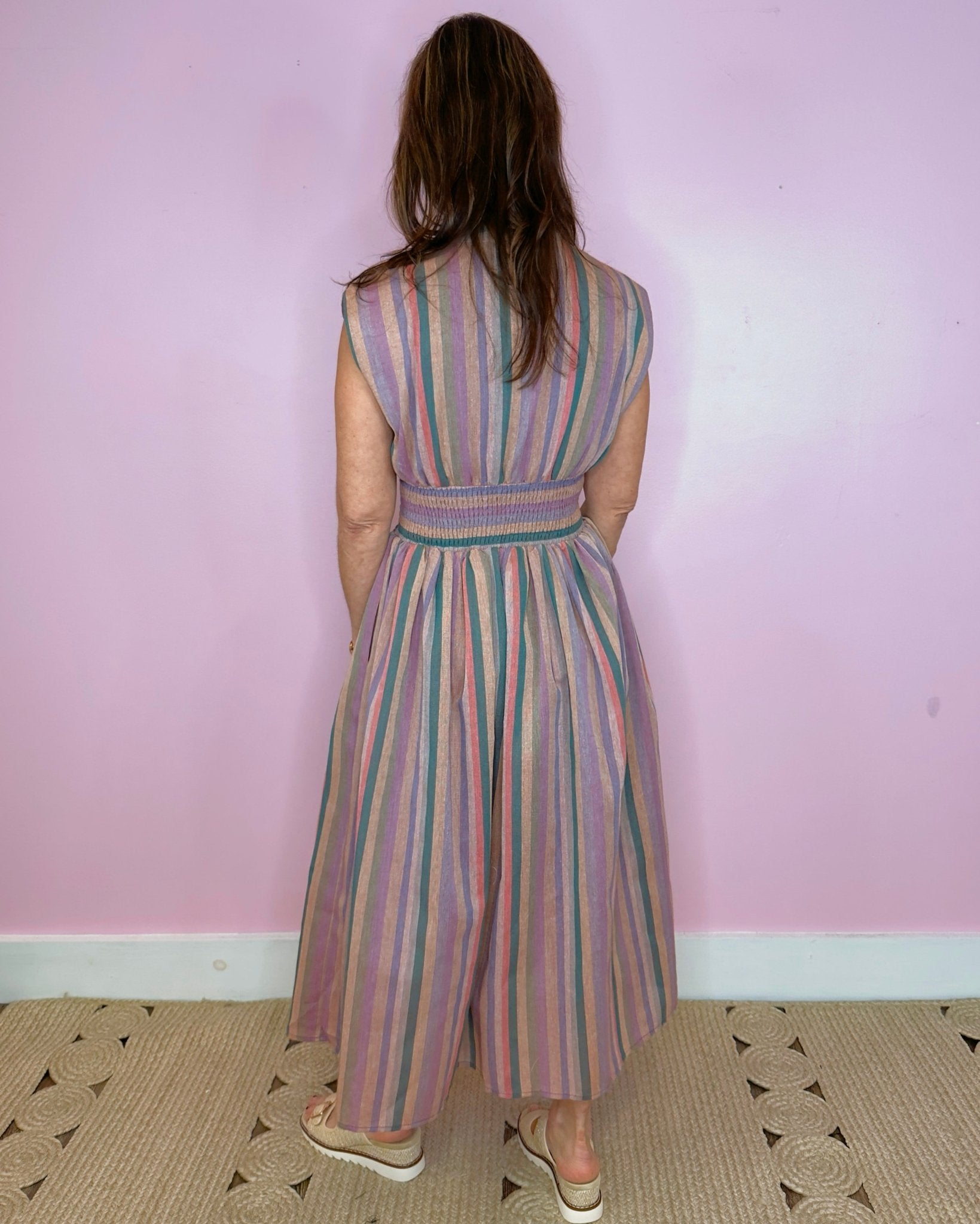 Cross My Mind Striped Zip Front Midi Dress - Jessi Jayne Boutique