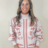 Vintage Vine Puff Sleeve Sweater - Jessi Jayne Boutique