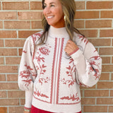 Vintage Vine Puff Sleeve Sweater - Jessi Jayne Boutique