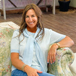 Blue Stripe Sweater Knit Top and Shawl Set - Jessi Jayne Boutique