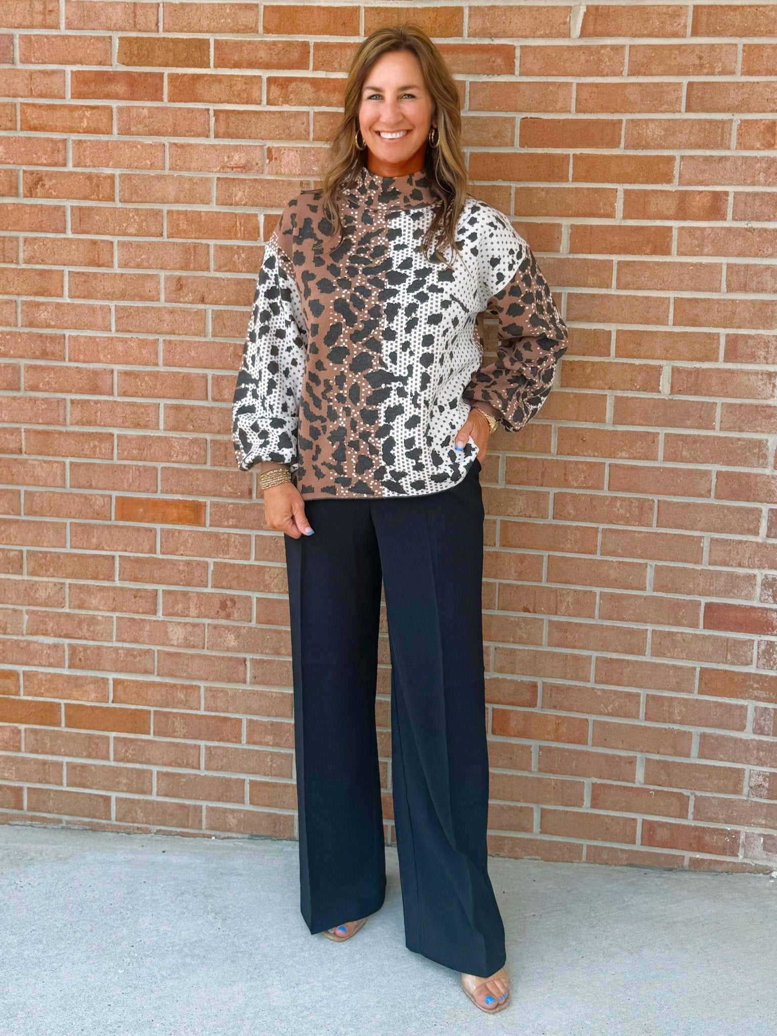 Wild Mosaic Mock Neck Sweater - Jessi Jayne Boutique