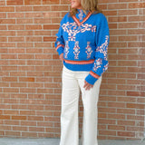 Sapphire Medallion Knit Sweater - Jessi Jayne Boutique