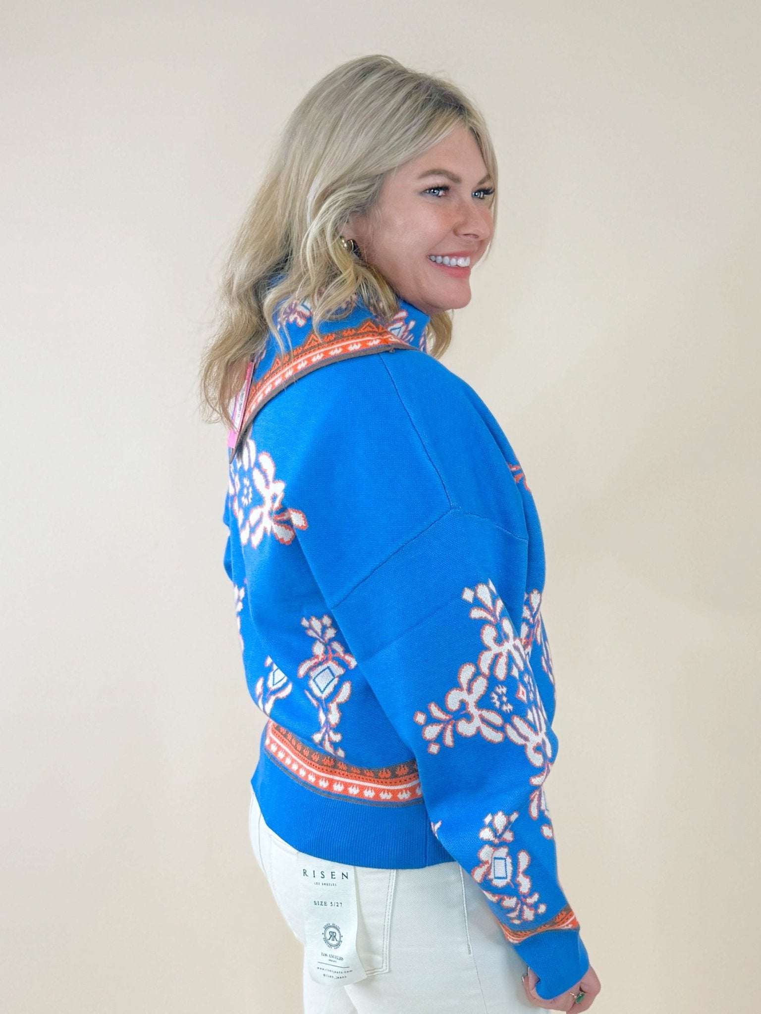Sapphire Medallion Knit Sweater - Jessi Jayne Boutique